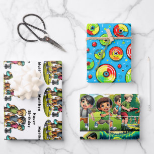 Personalized Disc Golf Boy's Birthday   Wrapping Paper Sheet