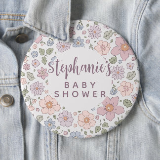Personalized Ditsy Floral Baby Shower 6" Badge