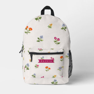 Personalized Ditsy Floral Cottagecore Wildflower Printed Backpack