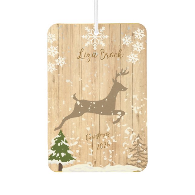 Personalized doe Christmas bauble  Car Air Freshener (Front)