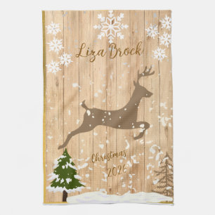 Personalized doe Christmas bauble Tea Towel