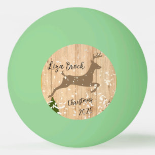 Personalized doe Christmas bauble wooden backgroun Ping Pong Ball