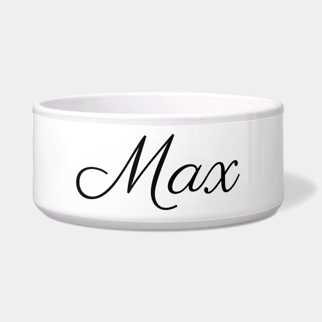 Personalized Dog Bowl Black on White (Front)
