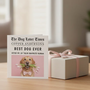 Personalized Dog Card   Best Dog Ever Newspaper 