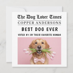 Personalized Dog Card   Best Dog Ever Newspaper 