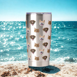 Personalized Dog Face, Dog Cat Mom Photo Gift Insulated Tumbler