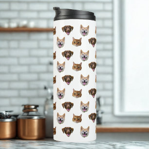 Personalized Dog Face, Dog Cat Mom Photo Gift  Thermal Tumbler