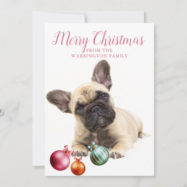 Personalized Dog Holiday | French Bulldog Card (Front)