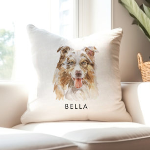 Personalized Dog Lover Watercolor Dog Mom Gift Cushion