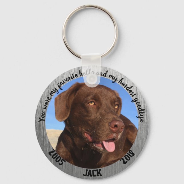 Personalized Dog Memorial My Favorite Hello Key Ring (Front)