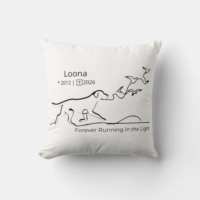 Personalized Dog Memorial Sympathy Line Art Cushion (Front)