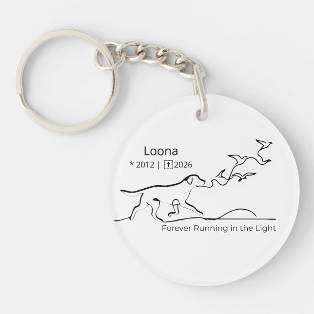 Personalized Dog Memorial Sympathy Line Art Key Ring (Front)