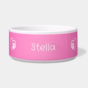 Personalized Dog Name Bowl Pink zoom snack nap