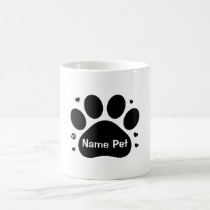 Personalized Dog Paw Print Custom Pet Name Gift Coffee Mug