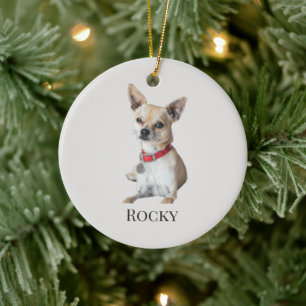 Personalized Dog Photo Custom Pet Name Ceramic Tree Decoration