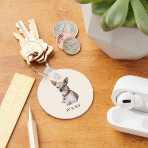 Personalized Dog Photo Custom Pet Name Key Ring