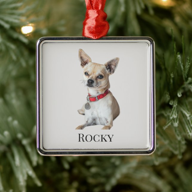 Personalized Dog Photo | Custom Pet Name  Metal Tree Decoration (Tree)