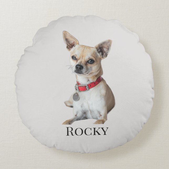 Personalized Dog Photo | Custom Pet Name  Round Cushion (Front)