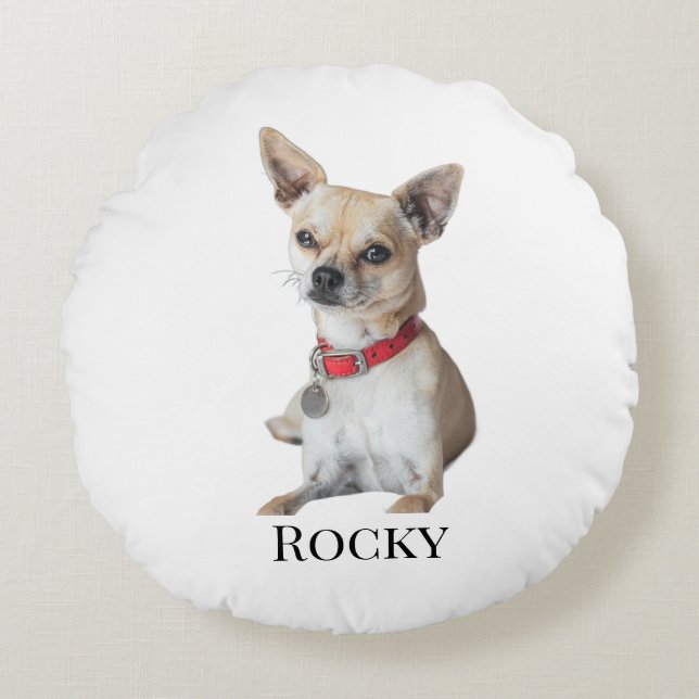 Personalized Dog Photo | Custom Pet Name  Round Cushion (Front)