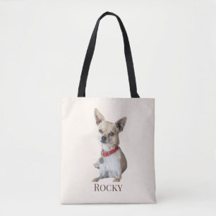 Personalized Dog Photo Custom Pet Name Tote Bag