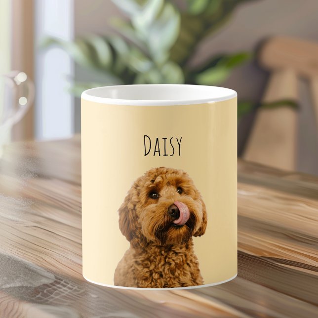 Personalized Dog Photo | Custom Pet Name Yellow Coffee Mug (Creator Uploaded)