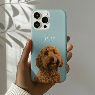 Personalized Dog Photo Pastel Blue Pet iPhone 15 Pro Case