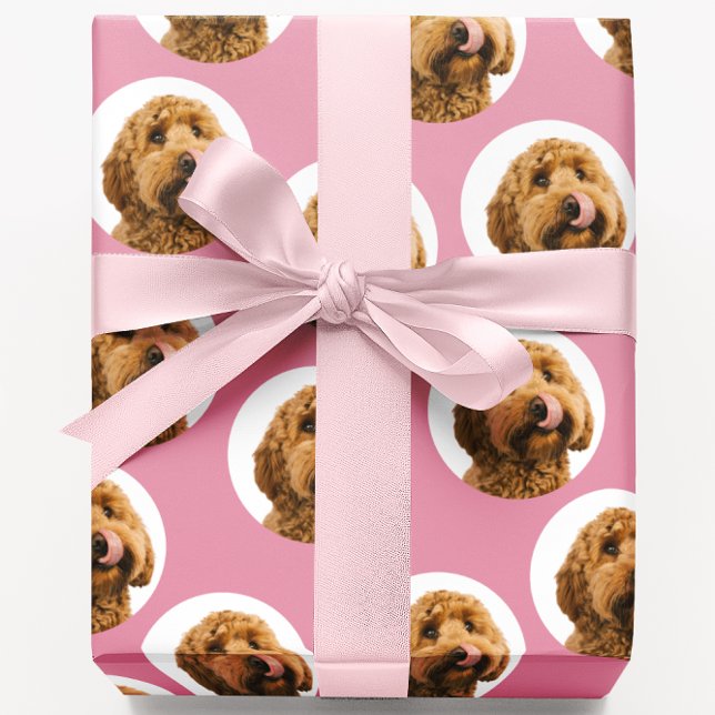 Personalized Dog Photo Pink  Wrapping Paper (Creator Uploaded)