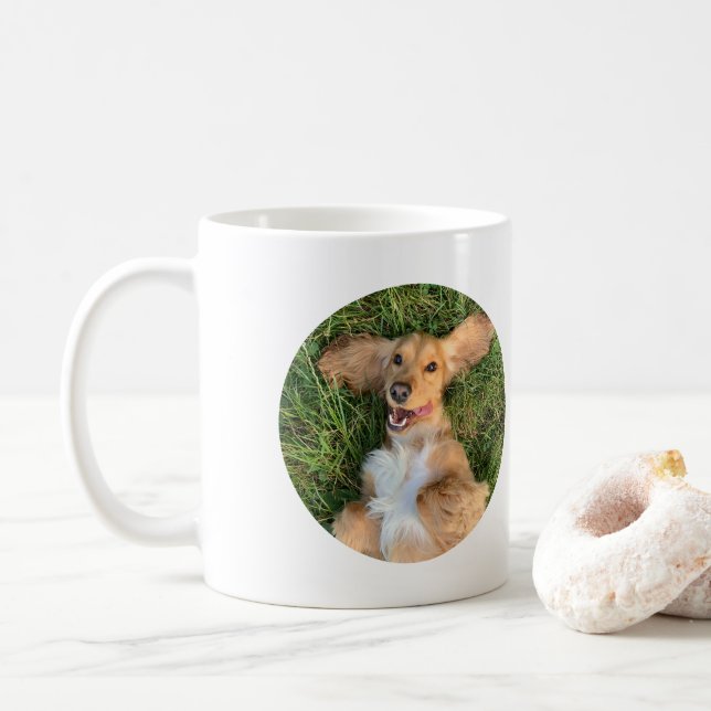 Personalized Dog Photo with Text | Custom Gift Coffee Mug (With Donut)