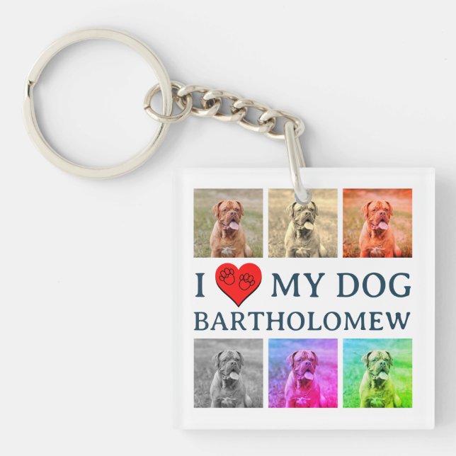 Personalized Dog Pop Art Pet Lover Gift Key Ring (Front)