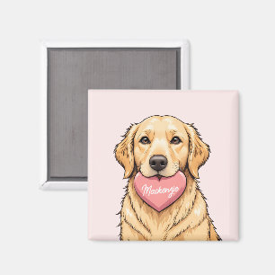 Personalized Dog with Heart Happy Valentine's Day Magnet