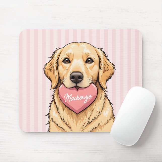 Personalized Dog with Heart Happy Valentine's Day Mouse Pad (With Mouse)