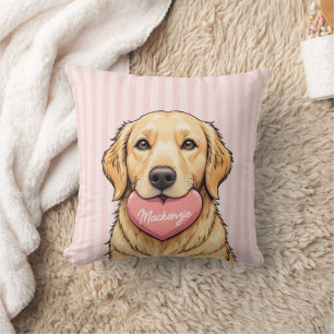 Personalized Dog with Pink Heart Cushion