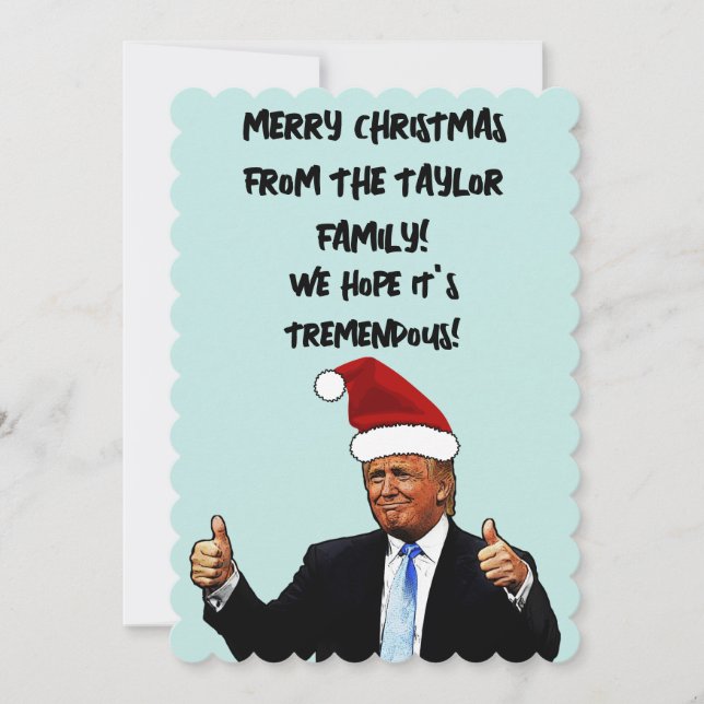PERSONALIZED DONALD TRUMP CHRISTMAS FLAT CARD (Front)
