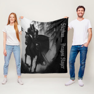 Personalized Dragon Slayer Knight Fleece Blanket