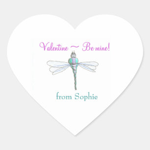 Personalized dragonfly valentine sticker