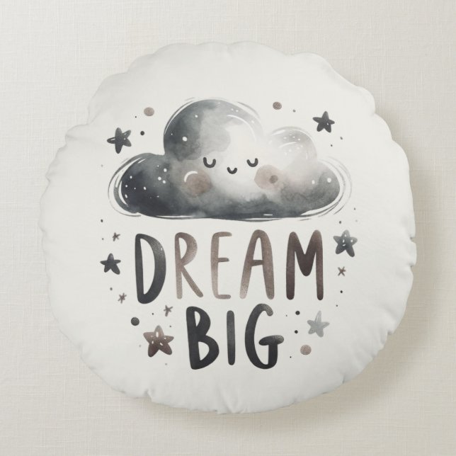 Personalized Dream Big - Custom Name & Birth Stats Round Cushion (Front)