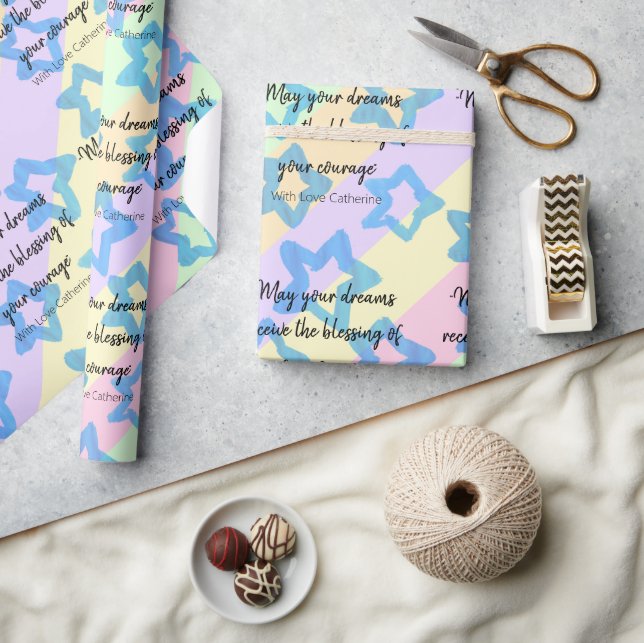 Personalized Dream with Courage Star Rainbow Wrapping Paper (Crafts)