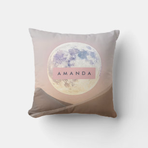 Personalized Dreamy Full Moon Over Desert  Cushion