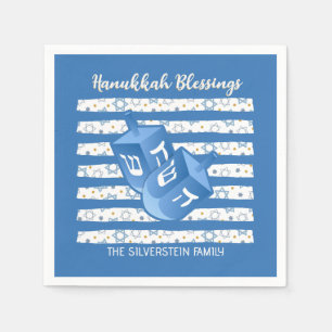 Personalized Dreidel Hanukkah Party Napkin