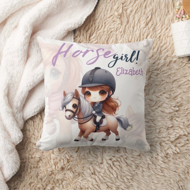 Personalized Dressage Rider Horse Girl  Cushion (Blanket)
