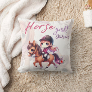 Personalized Dressage Rider Horse Girl  Cushion