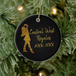Personalized Drill Team   Black and Gold Ceramic Tree Decoration