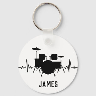 Personalized drummer  key ring