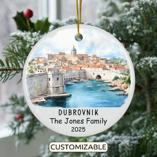 Personalized Dubrovnik Ornament, Croatia Ceramic Tree Decoration