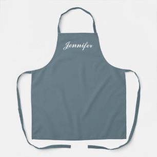 Personalized Dusty Blue Modern Script Womens Chef Apron