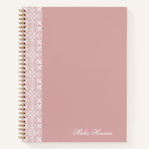 Personalized Dusty Rose Geometric Floral Print  Notebook