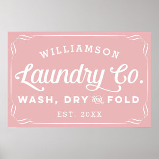 Personalized Dusty Rose Laundry Wash Dry Fold Sign