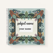 Personalized Earthy Botanical Frame Notebook