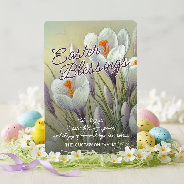 Personalized Easter Blessings Crocus Floral Card (Creator Uploaded)
