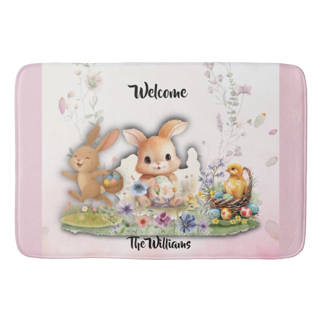 Personalized Easter Bunny Bath Mat (Front)